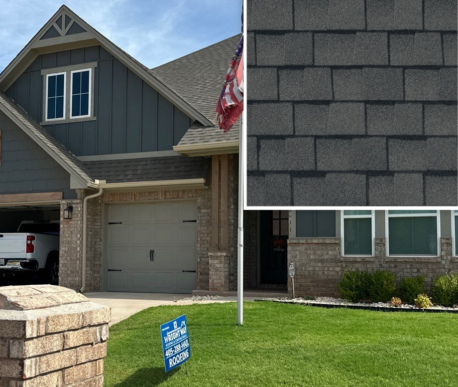 Architectural Shingle Roofing Illustration with a Close-Up of Layered Roof Shingles for Oklahoma City, OK