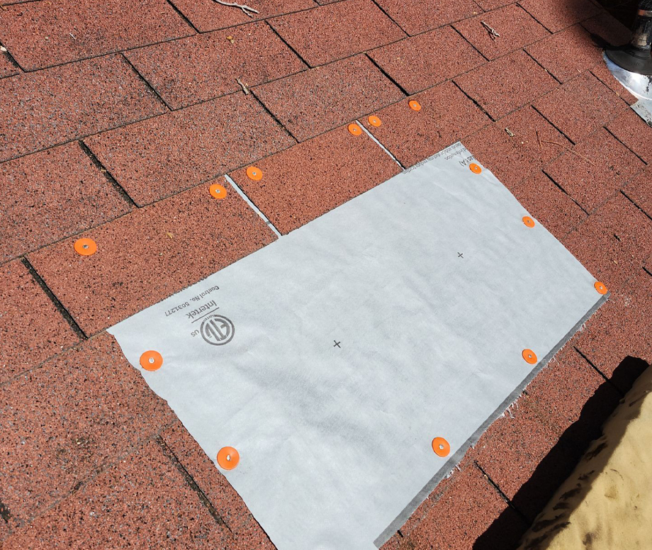Secured Underlayment Patch Illustrating Repair Options Following a Roof Inspection for Yukon and Oklahoma City, OK