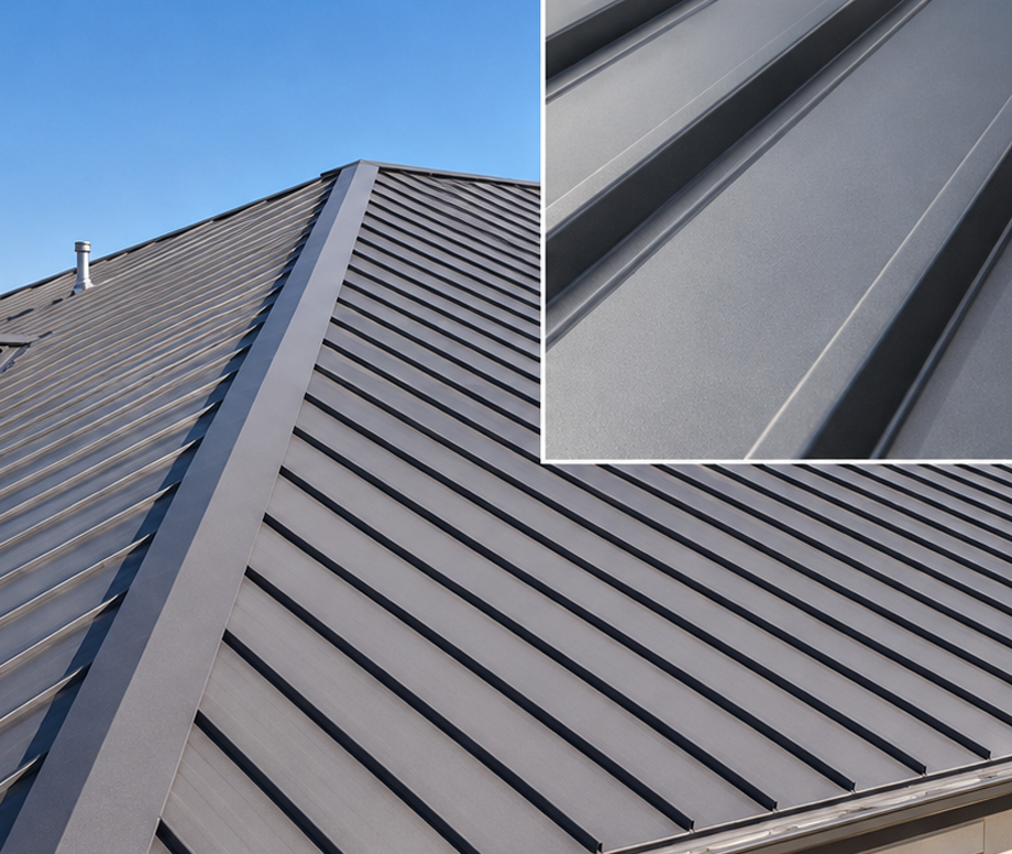 Standing Seam Roof Illustration with Panel Detail for Residential Roofing in Moore and Midwest City, OK