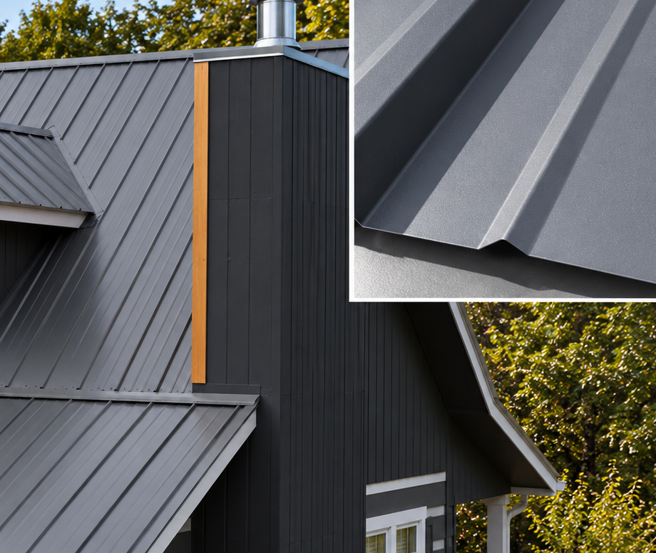Steel Metal Roofing Illustration with a Close-Up of Ribbed Panels for Edmond, OK
